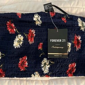 Forever 21 Blue and Pink Ruched Tube Top BNWT Size XS